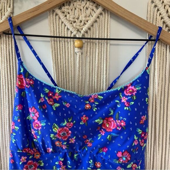 VERA BRADLEY Blue Water Bouquet Reversible Tankini Swim Bikini Top XL 16-18 - Picture 5 of 15